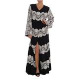Dam - Trumpetärmar Klänningar Dolce & Gabbana Silk Floral Lace Kaftan Dress - Black