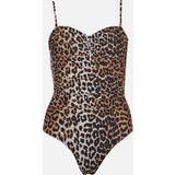 Ganni Women's Recycled Printed Core Swimsuit Leopard 34/UK