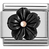 Roséguld Berlocker & Hängen Nomination Composable Classic Flower Charm - Silver/Black