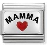Nomination Composable Classic Mamma with Heart Charm - Silver/Black/Red