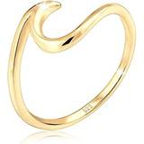 Elli Ringar Elli Women's 925 Sterling Gold-Plated Wave Statement Blogger Trend Ring