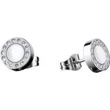 Bering Smycken Bering Ceramic Link Stud Earrings - Silver/White/Transparent