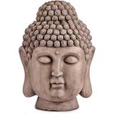 Buddha huvud "Dekorativ Trädgårdsfigur Buddha Huvud Grå Polyresin (45,5 x 68 x 48 cm) Prydnadsfigur