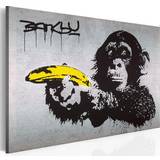 MDF Väggdekorationer Arkiio Stoppa eller apan skjuter! (Banksy) 60x40 Tavla