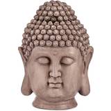 Buddha huvud "Dekorativ Trädgårdsfigur Buddha Huvud Grå Polyresin (31,5 x 50,5 x 35 cm) Prydnadsfigur