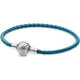 Pandora Läder Armband Pandora Moments Seashell Bracelet - Silver/Turquoise