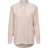 Skjortor Only Tokyo Plain Linen Blend Shirt - Grey/Moonbeam