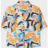 Urban Classics Ladies AOP Satin Resort Shirt Kortärmad tröja Dam flerfärgad