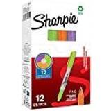 Sharpie Permanent Marker Fine 12-Tuck Assorted Colours (Lime/Orange/Bo