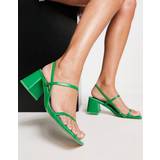 Gröna Sandaletter Public Desire – Just Realise – Svarta sandaler i PU med halvhög klack och smala remmar-Svart/a