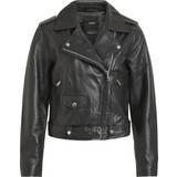 Object Nandita Biker Look Leather Jacket - Black