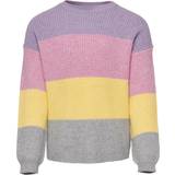 Stickade tröjor Barnkläder Only Kid's Knitted Striped Pullover - Purple/Viola