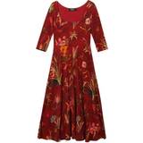 Fyrkantig - Midiklänningar Desigual Flowers Dress - Red