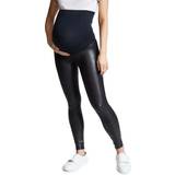 Dam - Skinn Tights Spanx Mama – Formande leggings läderimitation med hög midja-Svart
