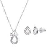 Justerbar storlek Smyckesset Fossil Mothers Day Pendant Necklace and Earrings Set - Silver/Mother-of-Pearl/Transparent