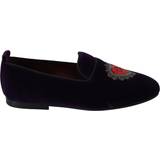 Lila Lågskor Dolce & Gabbana Velvet Flats Heart Loafers Shoes EU45/US12