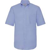 Herr - Lila - Oxfordskjortor Fruit of the Loom Short Sleeve Poplin Shirt - Oxford Blue