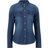 Dam - XS Skjortor Vero Moda Maria Shirt - Blue/Medium Blue Denim