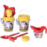 Paw Patrol Sandleksaker Mondo 28243 Paw Patrol Beach Set Renew Toys Bucket and Accessories: Sieve, Rake, Shovel, Mould, Watering Can Included 28243, Yellow and Red