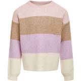 Stickade tröjor Only Kid's Striped Knitted Pullover - Pink/Sepia Rose (15207169)
