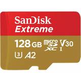 128 GB Minneskort & USB-minnen SanDisk Extreme microSDXC Class 10 UHS-I U3 V30 A2 190/90MB/s 128GB +SD Adapter