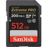 Minneskort SanDisk SDXC Extreme Pro 512GB 200MB/s UHS-I C10 V30 U3