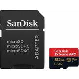 SanDisk 512 GB - U3 Minneskort SanDisk Extreme Pro microSDXC Class 10 UHS-I U3 V30 A2 200/140MB/s 512GB