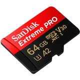 64 GB Minneskort SanDisk Extreme Pro microSDXC Class 10 UHS-I U3 V30 A2 200/90MB/s 64GB +SD adapter