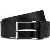 Hugo Boss Herr Accessoarer Hugo Boss Grained Leather Belt with Logo Stamped Keeper -Black