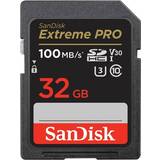 32 GB - SDHC Minneskort SanDisk Extreme Pro Class10 UHS-I U3 V30 100/90MB/s 32GB