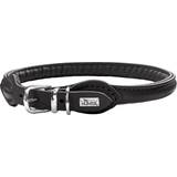Läder Husdjur Hunter Dog Collar Round & Soft Black XS-S
