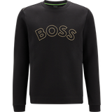 Hugo Boss Herr - Sweatshirts Tröjor HUGO BOSS Salbo Iconic Sweatshirt with Grid Artwork And Curved Logo - Black