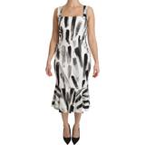 Dam - Fyrkantig Klänningar Dolce & Gabbana Womens Sheath Midi Viscose Dress - White/Black Printed