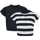 Urban Classics Unisex Överdelar Urban Classics Ladies Stripe Short Tee 2-Pack T-shirt Dam