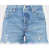 Gula Shorts Levi's – 501 Original – Mellanblå jeansshorts med medelhög midja och råskuren fåll