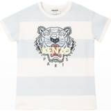 Kenzo Pojkar Överdelar Kenzo Boy's Striped Tiger Logo T-shirts- Pale Blue (K25649)