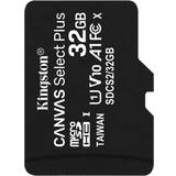 MicroSDHC Minneskort & USB-minnen Kingston Canvas Select Plus microSDHC Class 10 UHS-I U1 V10 A1 100MB/s 32GB +Adapter