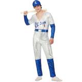 Sport - Vit Maskeradkläder Smiffys Elton John Men's Deluxe Sequin Baseball Costume