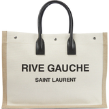 Saint Laurent Rive Gauche Linen Canvas Tote Greggio/Natural