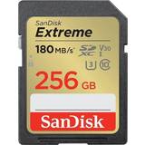 SanDisk 256 GB - SDXC Minneskort SanDisk Extreme SDHC Class 10 UHS-I U3 V30 180/130MB/s 256GB