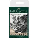Svarta Penselpennor Faber-Castell Pitt Artist Pen India ink pen, wallet of 8, black (167158)