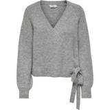 Omlott Tröjor Only Mia Wrap Knitted Cardigan - Grey/Light Grey Melange