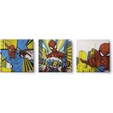 Figurer Disney Canvastavlor set av 3 Marvel Spiderman Retro 3x 30x30