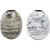 Marmor Vaser Dkd Home Decor Metall Brun Vit Marmor Modern (13 x 13 x 16 cm) (2 antal) Vas