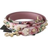 Skinn Väsktillbehör Dolce & Gabbana Pink Floral Leather Stud Accessory Shoulder Women's Strap