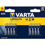 Alkaliska Batterier & Laddbart Varta Longlife AAA 16-pack