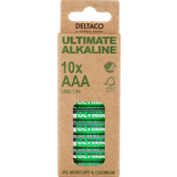 AAA (LR03) - Alkaliska Batterier & Laddbart Deltaco Ultimate Alkaline AAA 10-pack