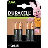 Duracell Batterier - Laddningsbara standardbatterier Batterier & Laddbart Duracell Uppladdningsbara AAA HR03 Batteri, 1.2v, 750mAh, NiMh 4-Pack
