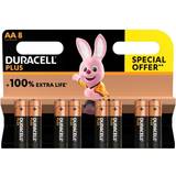 Batterier & Laddbart Duracell Plus 100, Engångsbatteri, AA, Alkalisk, 1,5 V, 8 styck, Multifärg