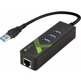 USB-A Nätverkskort IC Intracom techly USB3.0 Gigabit Ethernet Adapter Converter with 3-Port Hub